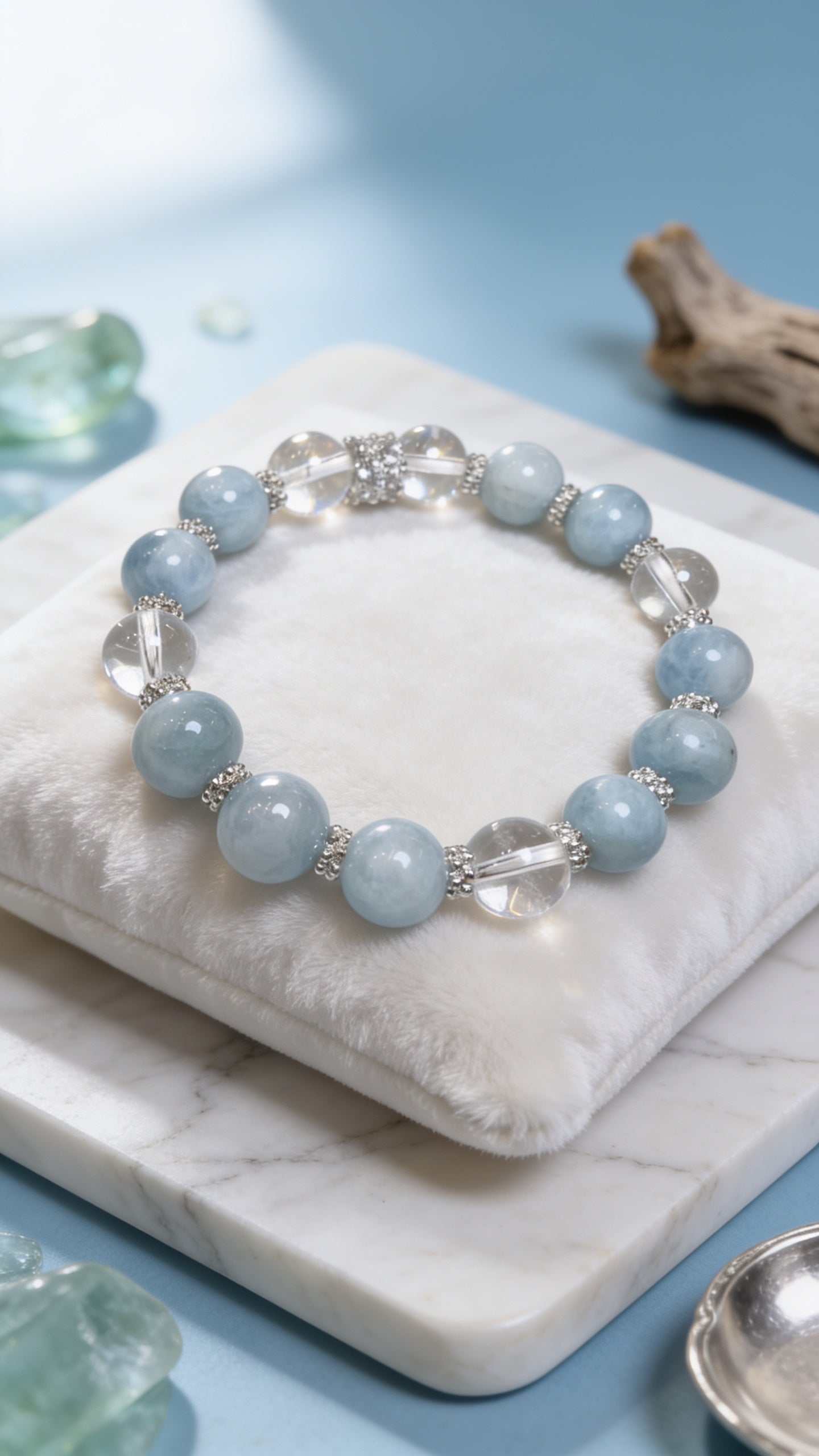 Clear Quartz Aquamarine 10mm